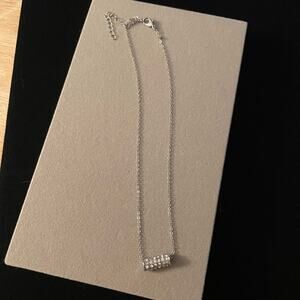 Rhinestone Barrel Silver Tone Necklace